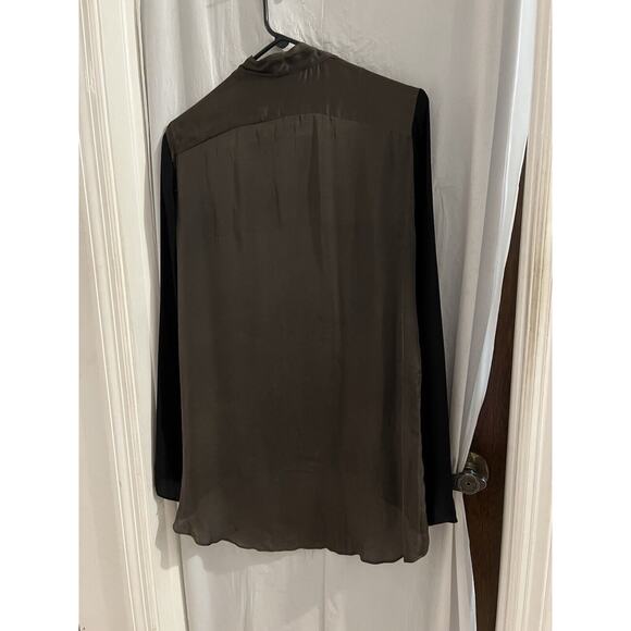 Zara Woman Green Black Silk Blend Tunic Semi Sheer Sz L - Picture 5 of 5
